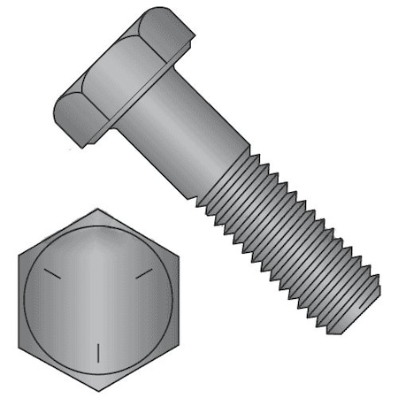 Grade 5, 9/16-12 Hex Head Cap Screw, Plain Steel, 1 In L, 25 PK